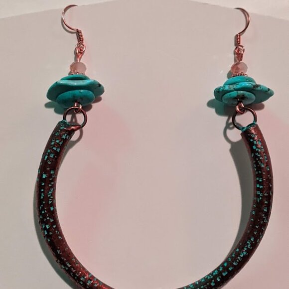Earrings - Real Brass and Turquoise - Picture 3 of 5